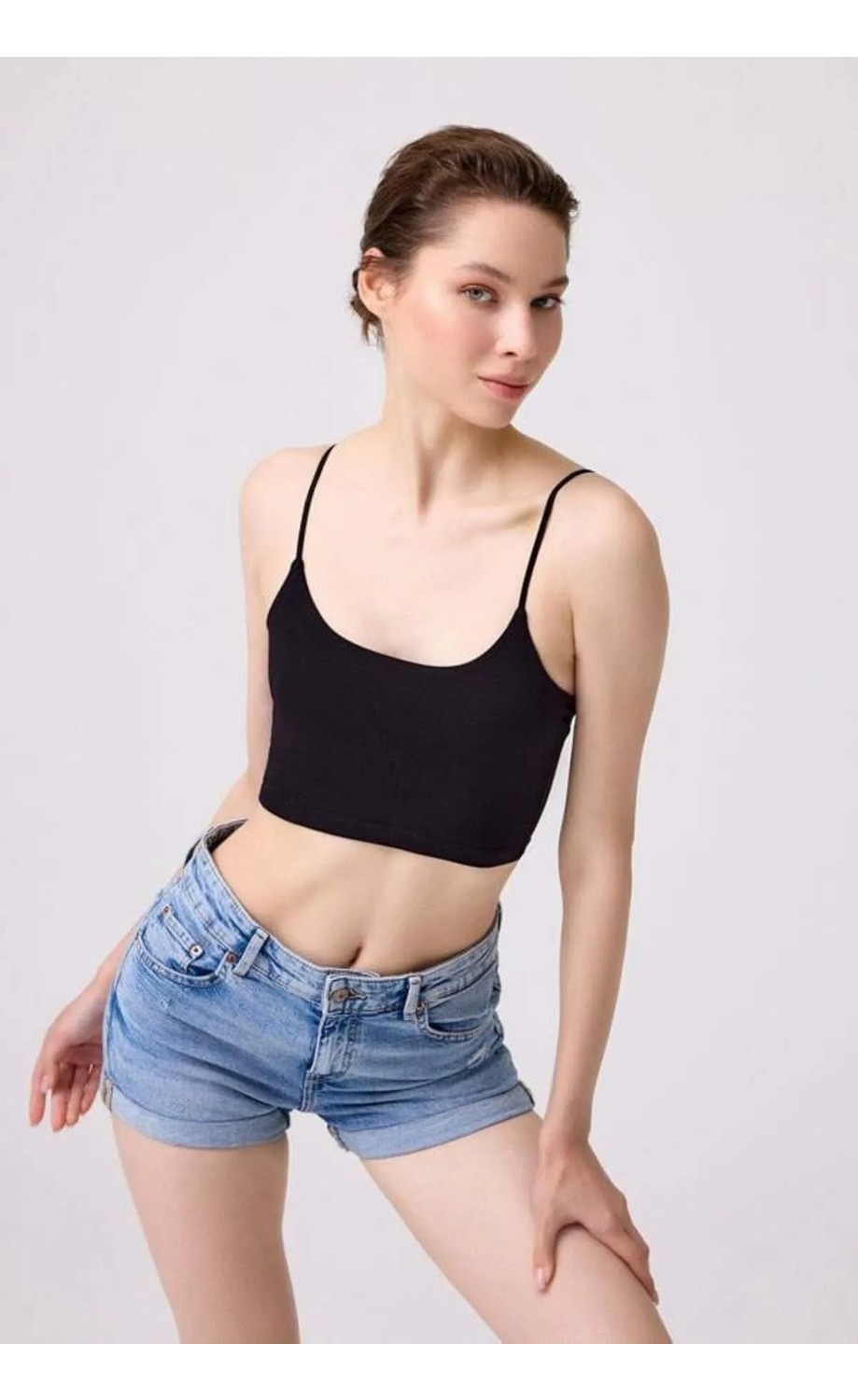 Cottonhill Ayarlanabilir Ince Askılı Lazer Kesim Crop Büstiyer 3'lü Paket-7 görsel 8