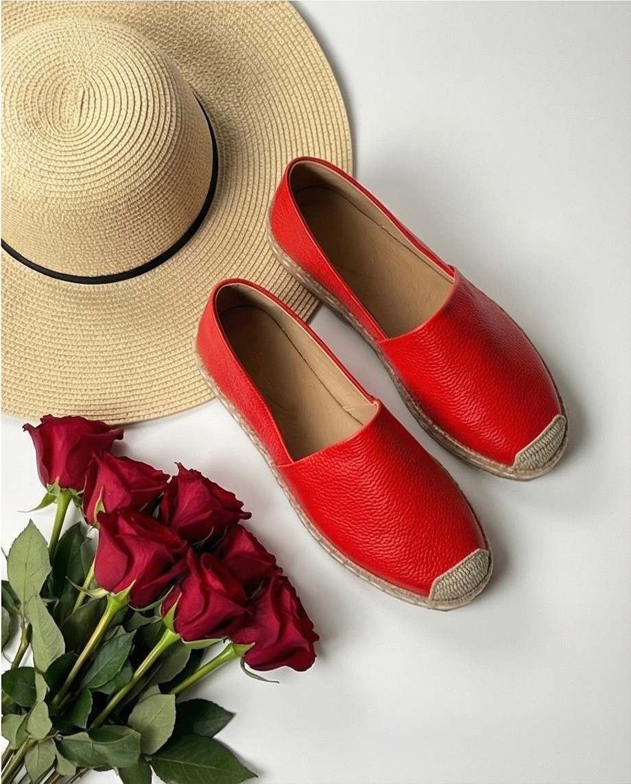 Futsi Shoes Lucıa Vizon Hakiki Deri Dikiş Detaylı Kadın Espadril