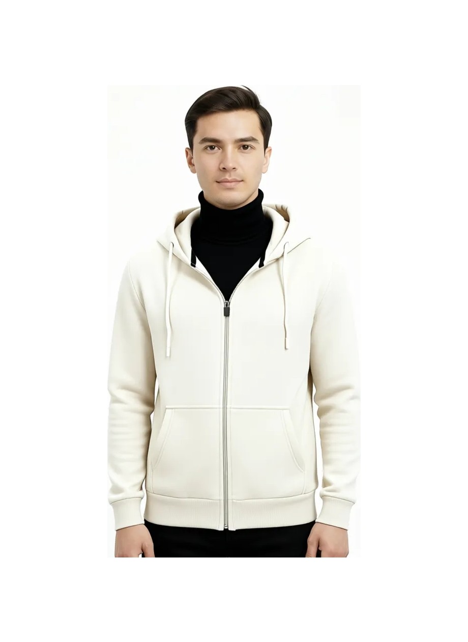 Süvari Kapüşonlu Fermuarlı Yaka Regular Kalıp Düz Siyah Sweatshirt görsel 6