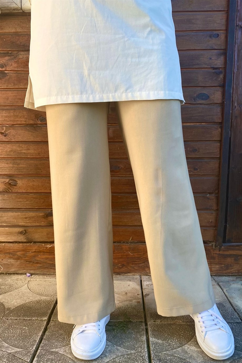 Rabia Şamlı Cappucino Bol Paça Pantolon