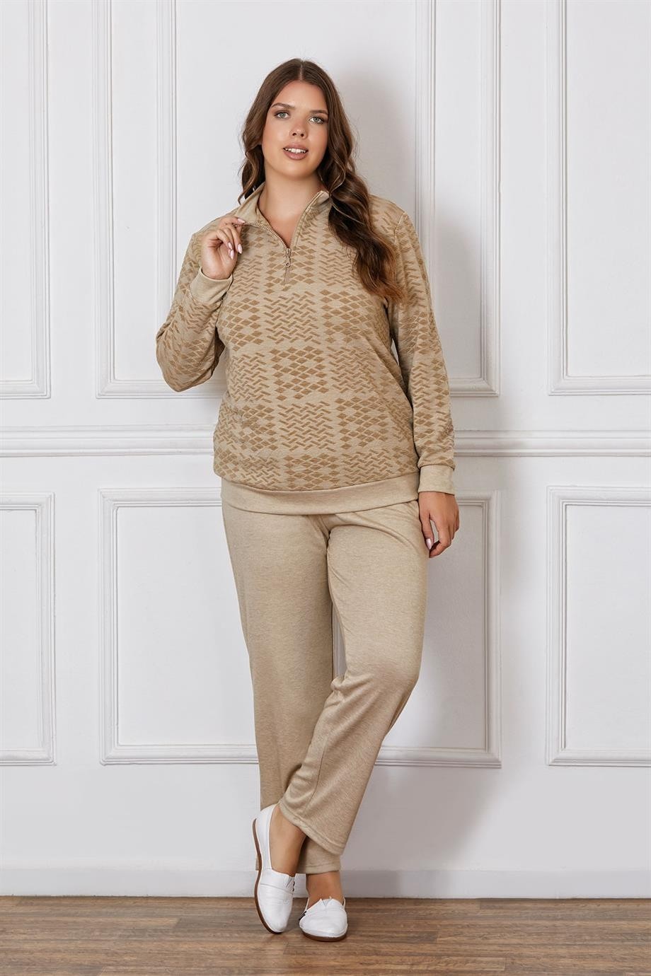 Flz Battal Büyük Beden Uzun Kol Kışlık Pijama Takımı Dowry B09-125