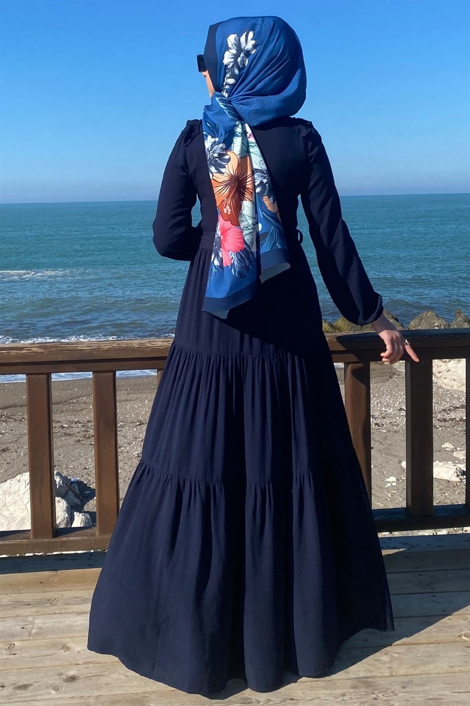 Rabia Şamlı Bade Elbise Lacivert görsel 3