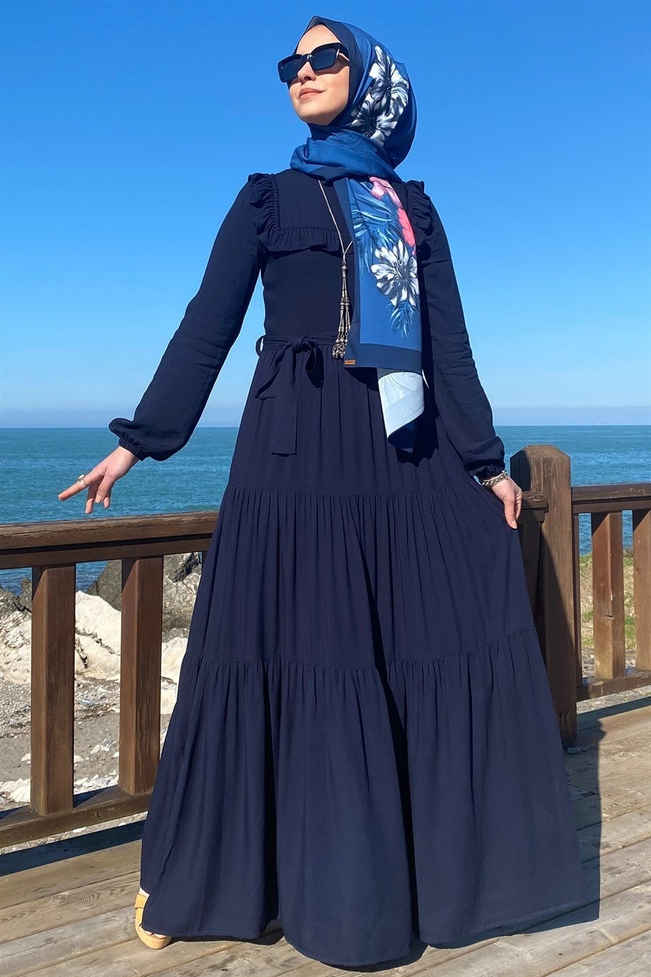Rabia Şamlı Bade Elbise Lacivert görsel 4