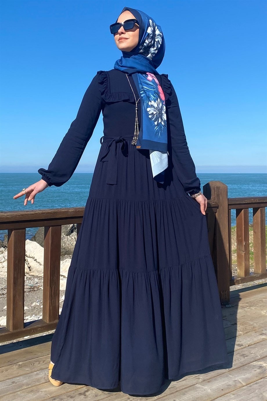 Rabia Şamlı Bade Elbise Lacivert görsel 5