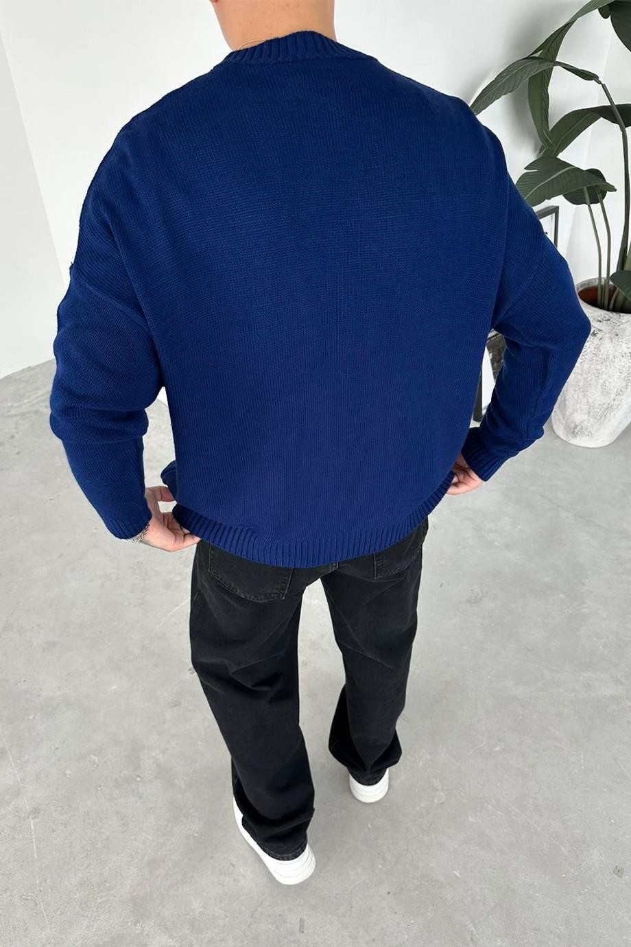 HAFKA Lacivert Basic Bisiklet Yaka Triko Kazak görsel 3