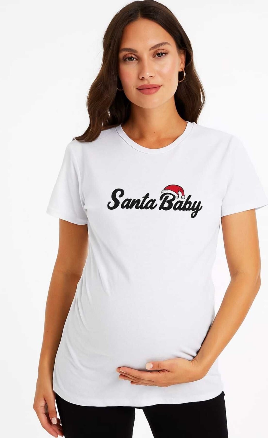 Meghan L.A Hamile Önü Baskılı Pamuklu Kumaş Tshirt