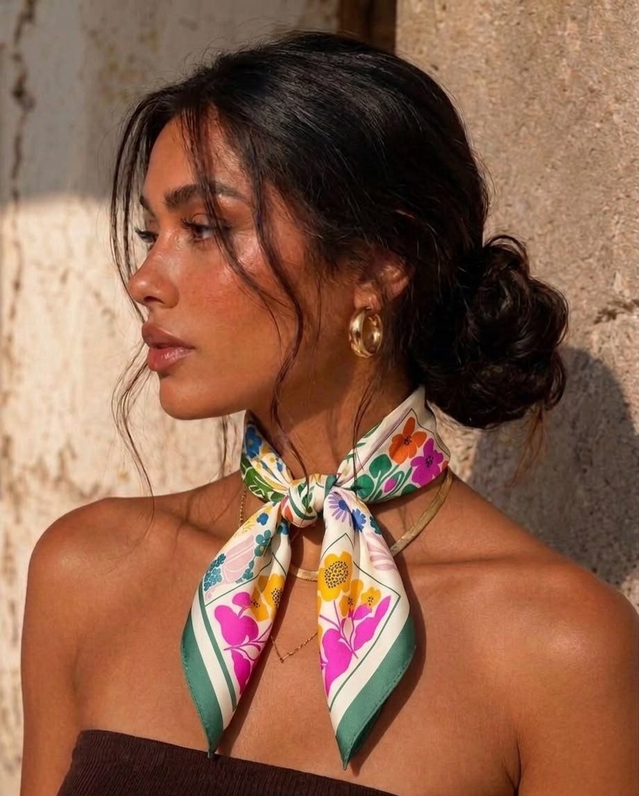 Revam Collection Kadın Desenli Fular Bandana Şal görsel 2