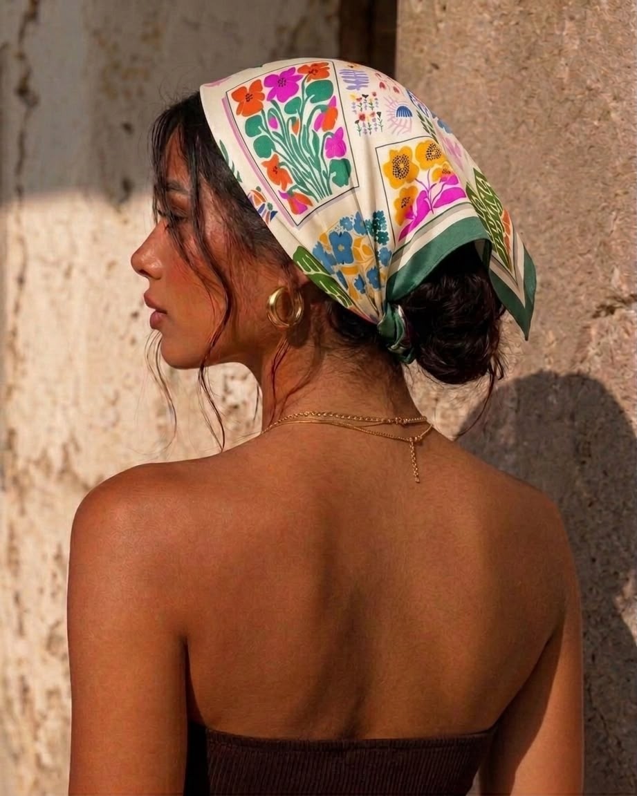Revam Collection Kadın Desenli Fular Bandana Şal görsel 3
