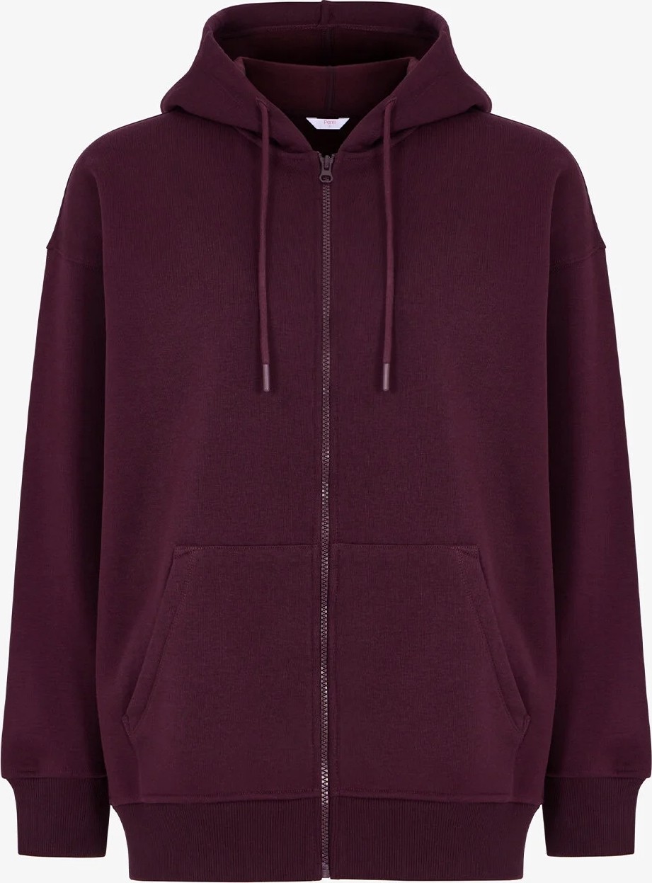 Penti Bordo Şardonlu Fermuarlı Kapüşonlu Sweatshirt görsel 6