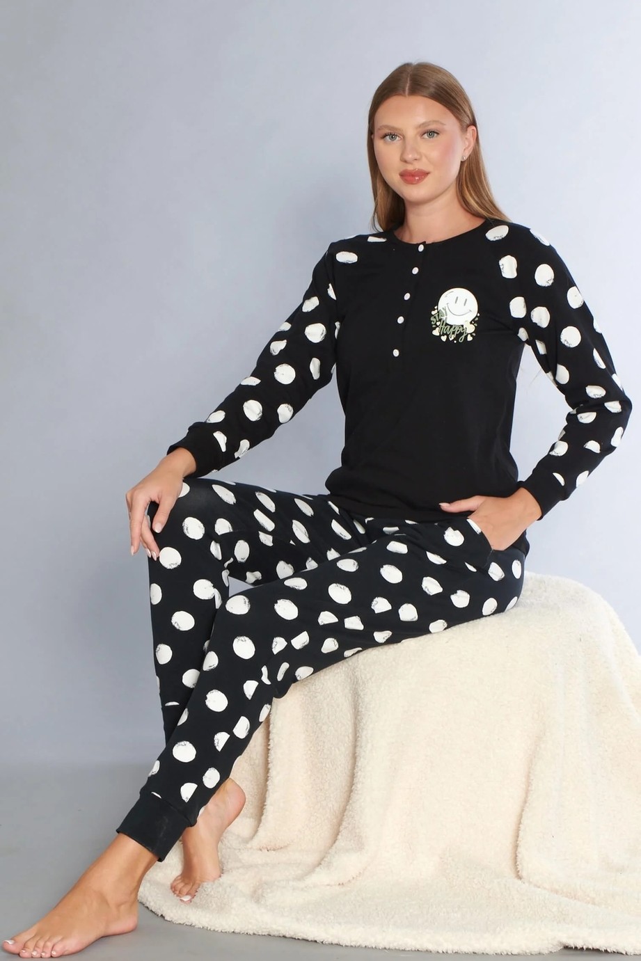 Dowry Kadın Pamuklu Uzun Kollu Pijama Takımı Dowry 09-272 görsel 8