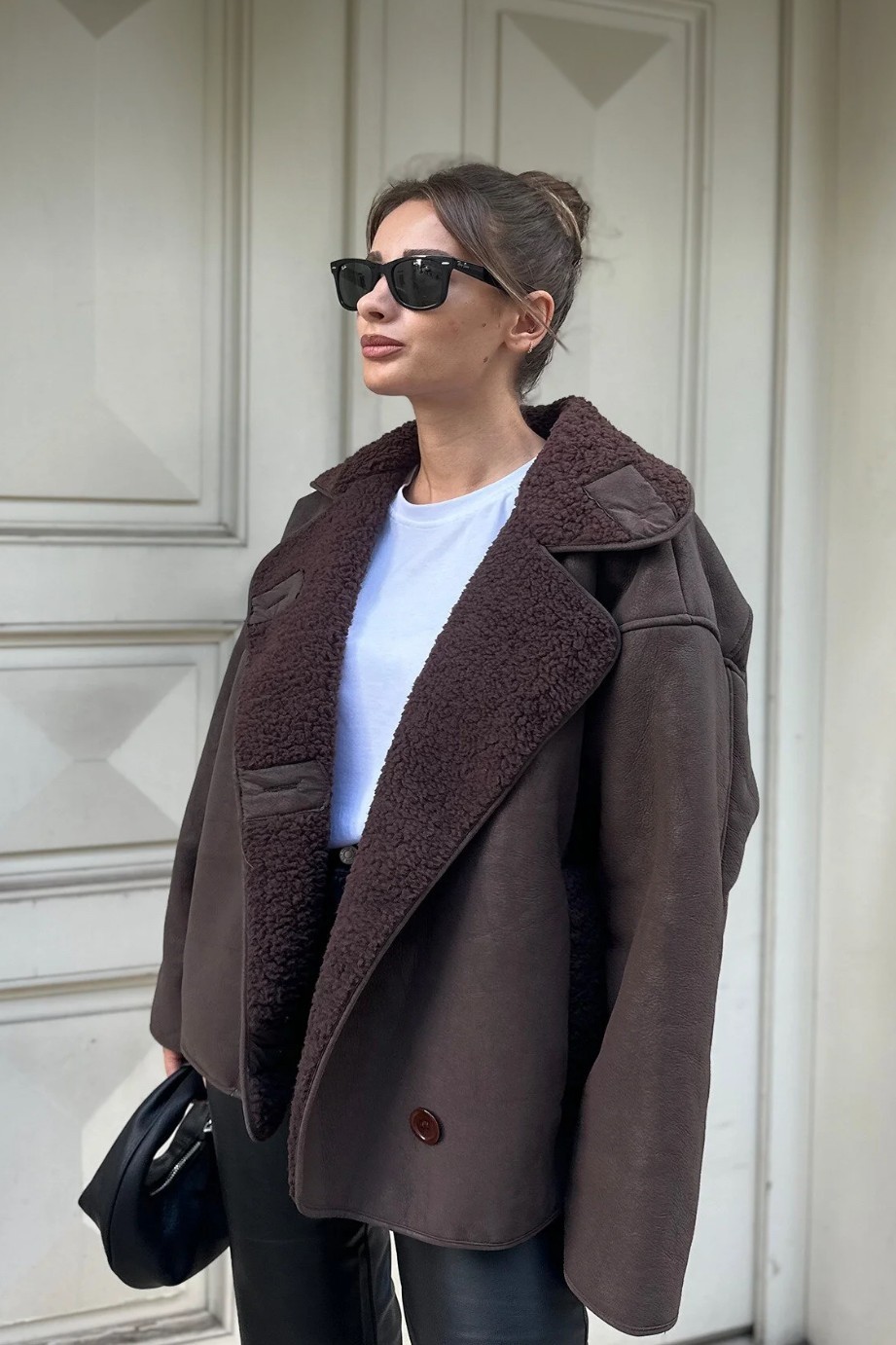 Moda Armanc Kadın Oversize Içi Kürklü Süet Deri Mont - Içi Peluşlu Yumuşak Dokulu görsel 7