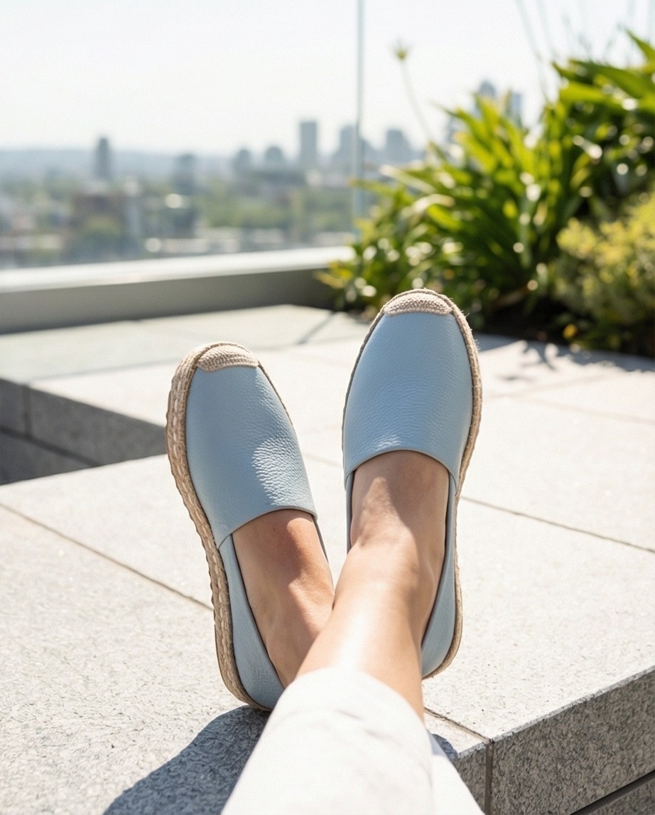 Futsi Shoes Lucıa Vizon Hakiki Deri Dikiş Detaylı Kadın Espadril görsel 2