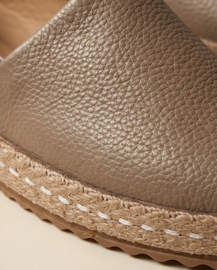 Futsi Shoes Lucıa Vizon Hakiki Deri Dikiş Detaylı Kadın Espadril görsel 5