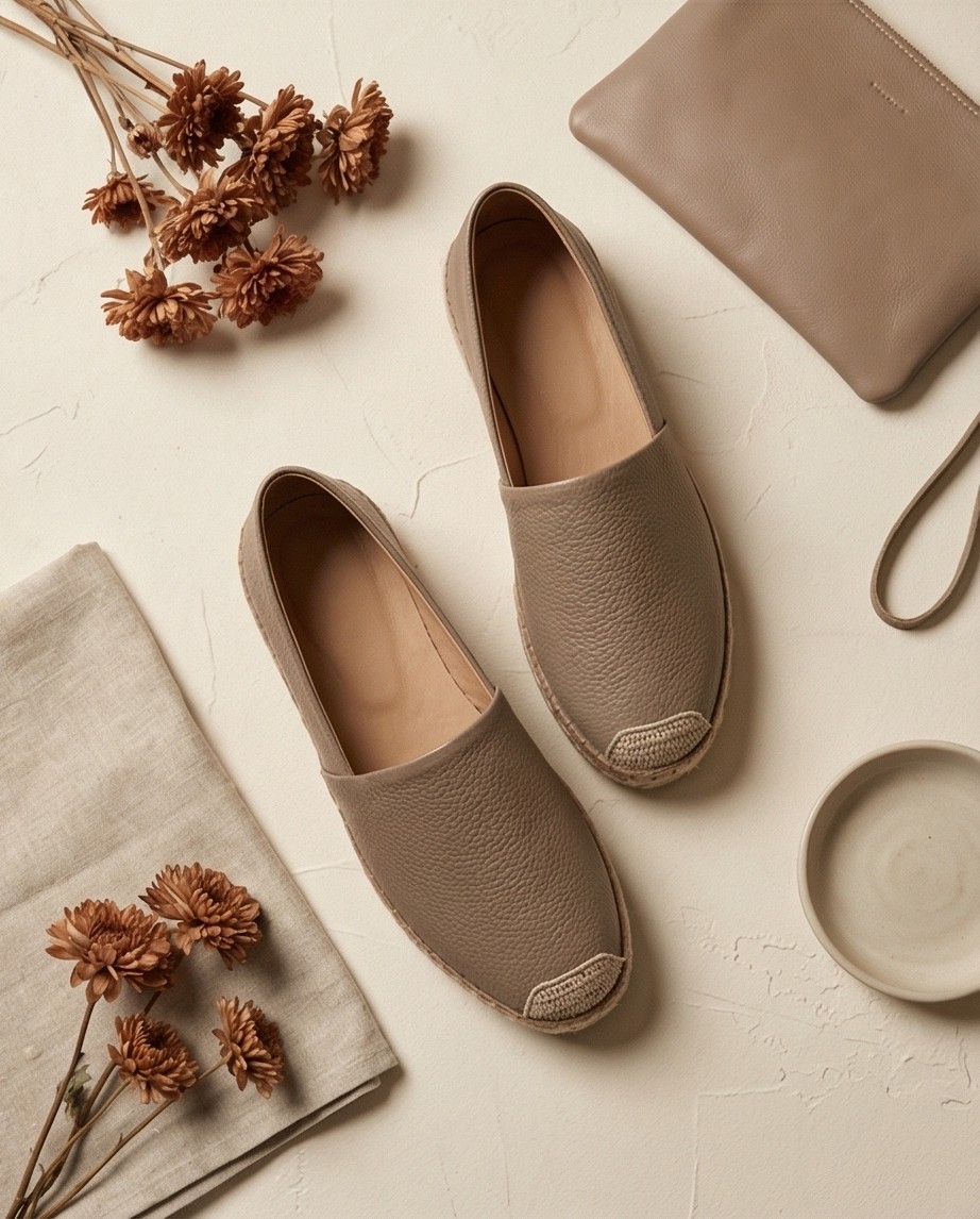 Futsi Shoes Lucıa Vizon Hakiki Deri Dikiş Detaylı Kadın Espadril görsel 6