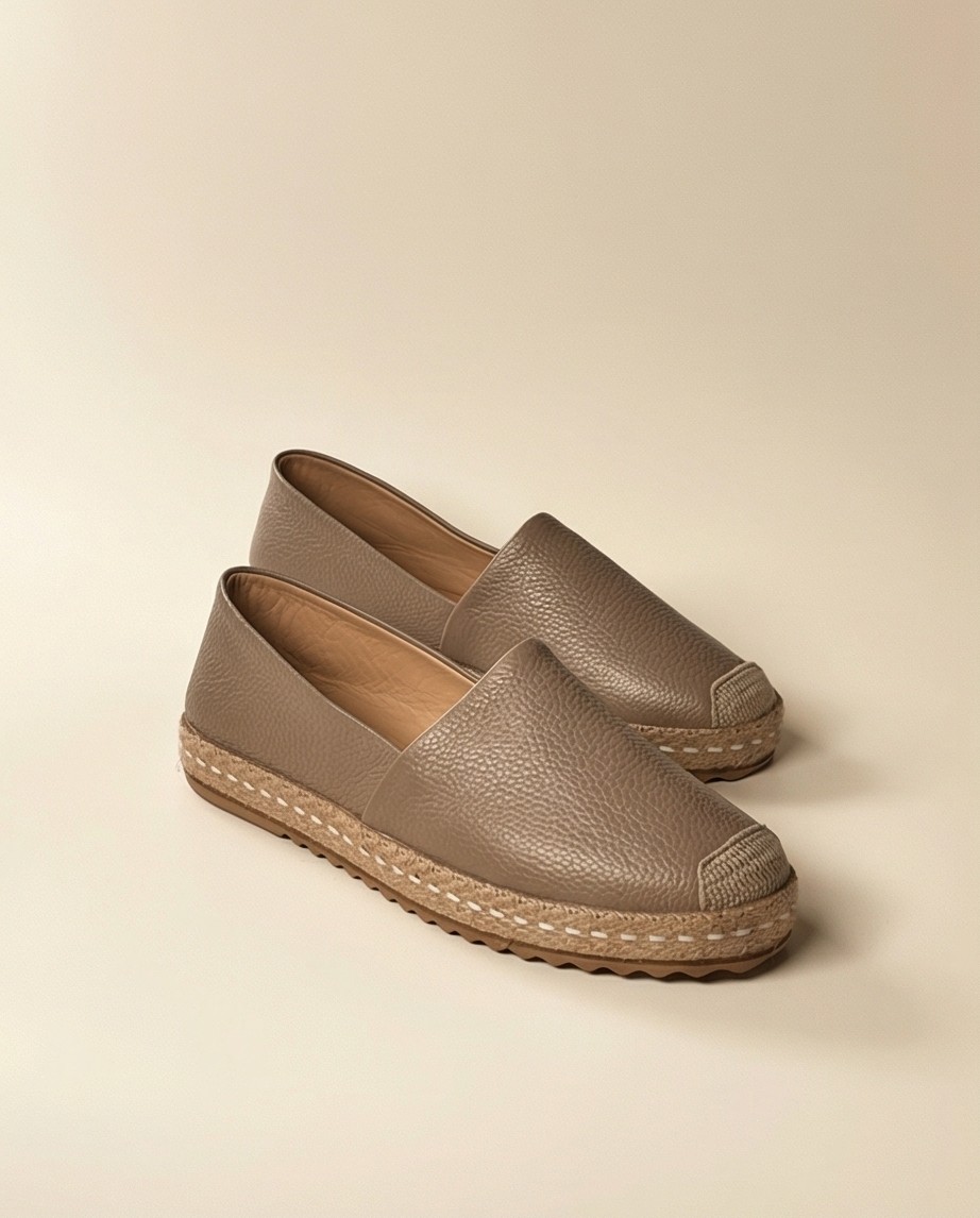 Futsi Shoes Lucıa Vizon Hakiki Deri Dikiş Detaylı Kadın Espadril görsel 7