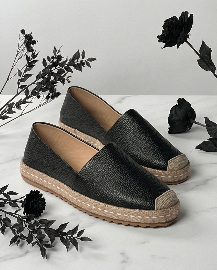 Futsi Shoes Lucıa Vizon Hakiki Deri Dikiş Detaylı Kadın Espadril