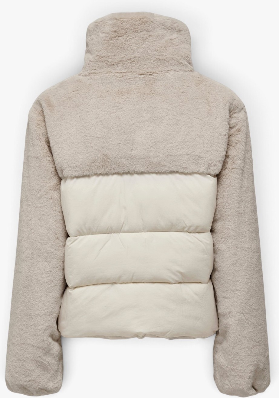 Only Onlwanja Fur Puffer Mıx Jacket Noos Otw Kadın Bej Mont - 15292945 görsel 2