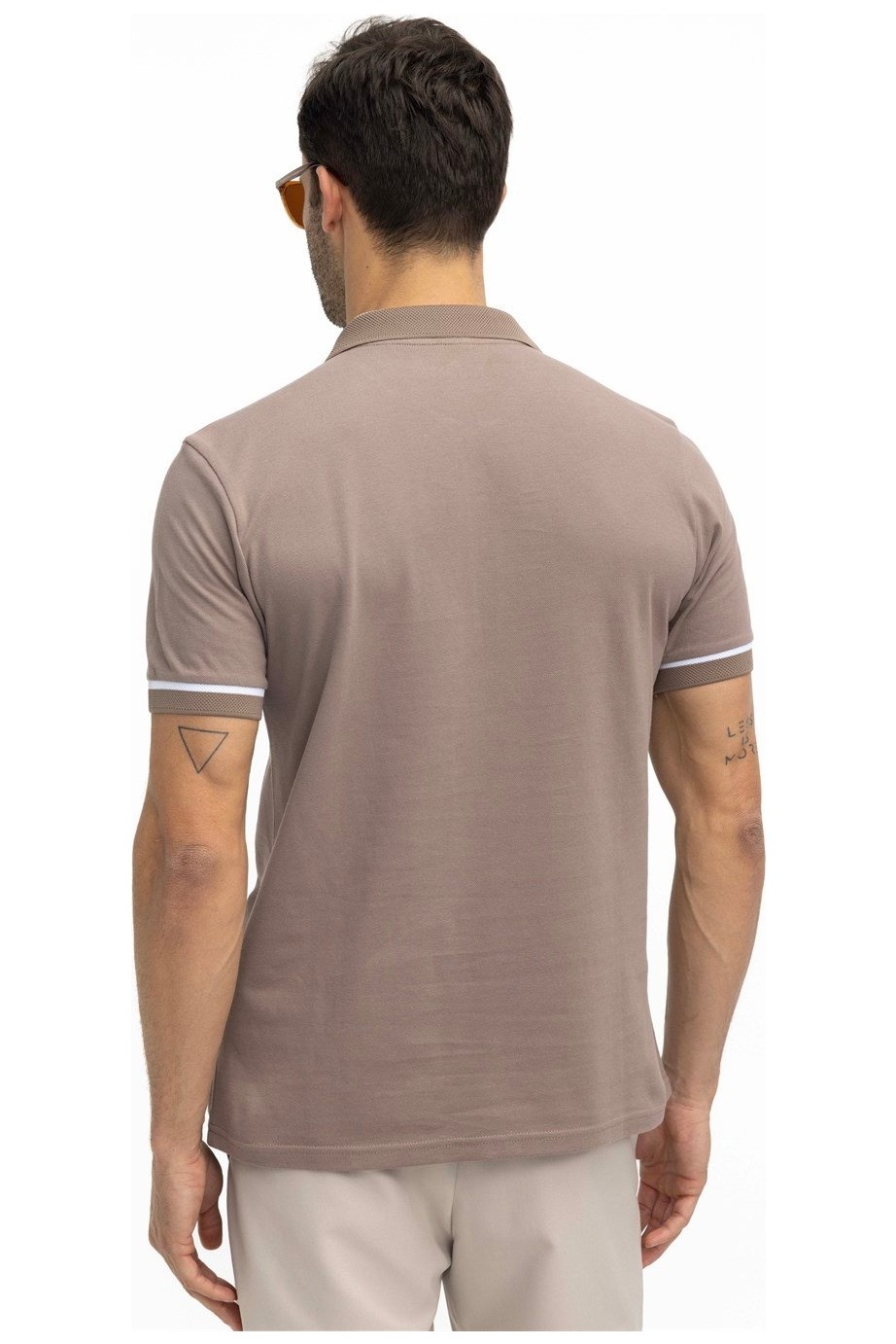 Tudors Erkek Slim Fit Dar Kesim %100 Pamuk Düz Pike Fermuarlı Siyah Polo Yaka Tişört görsel 5