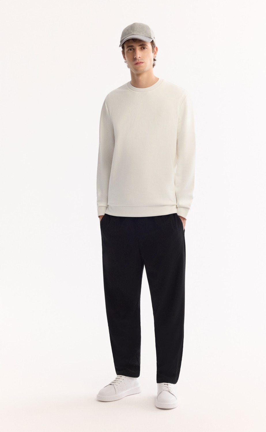 AVVA Erkek Ekru Bisiklet Yaka Pamuklu Bi-Stretch Regular Fit Sweatshirt A52Y1271 görsel 5