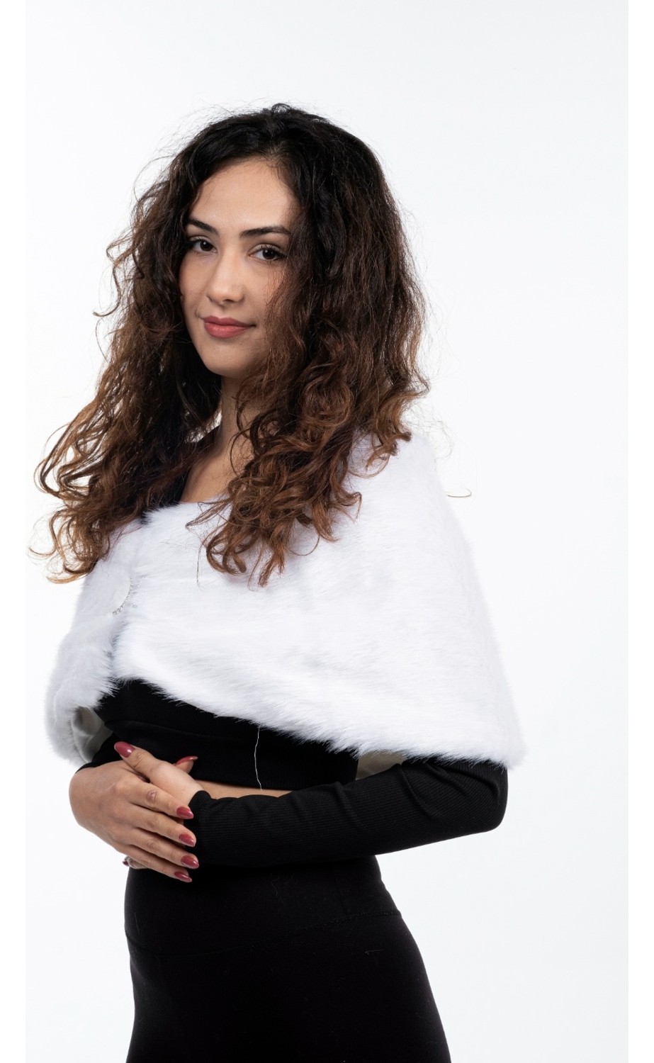 KürkZone Gizli Kollu Kürk Abiye Gelinlik Üstü Broşlu Etol Bolero görsel 2