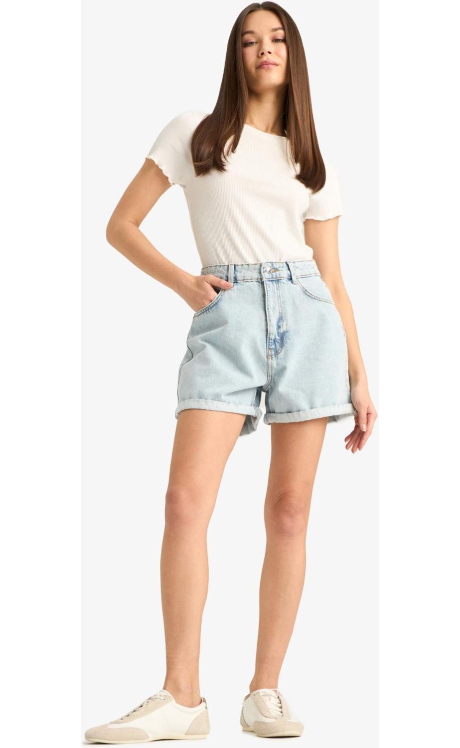 DeFacto Fitted Basic Siyah Tişört F3486AXNS görsel 7