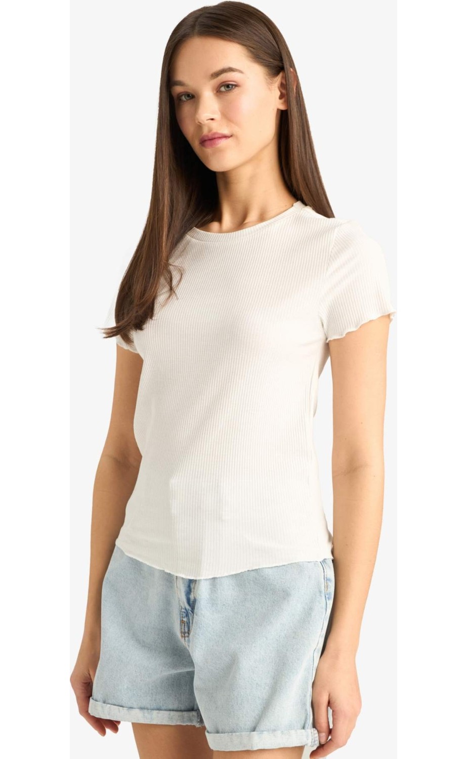 DeFacto Fitted Basic Siyah Tişört F3486AXNS görsel 8