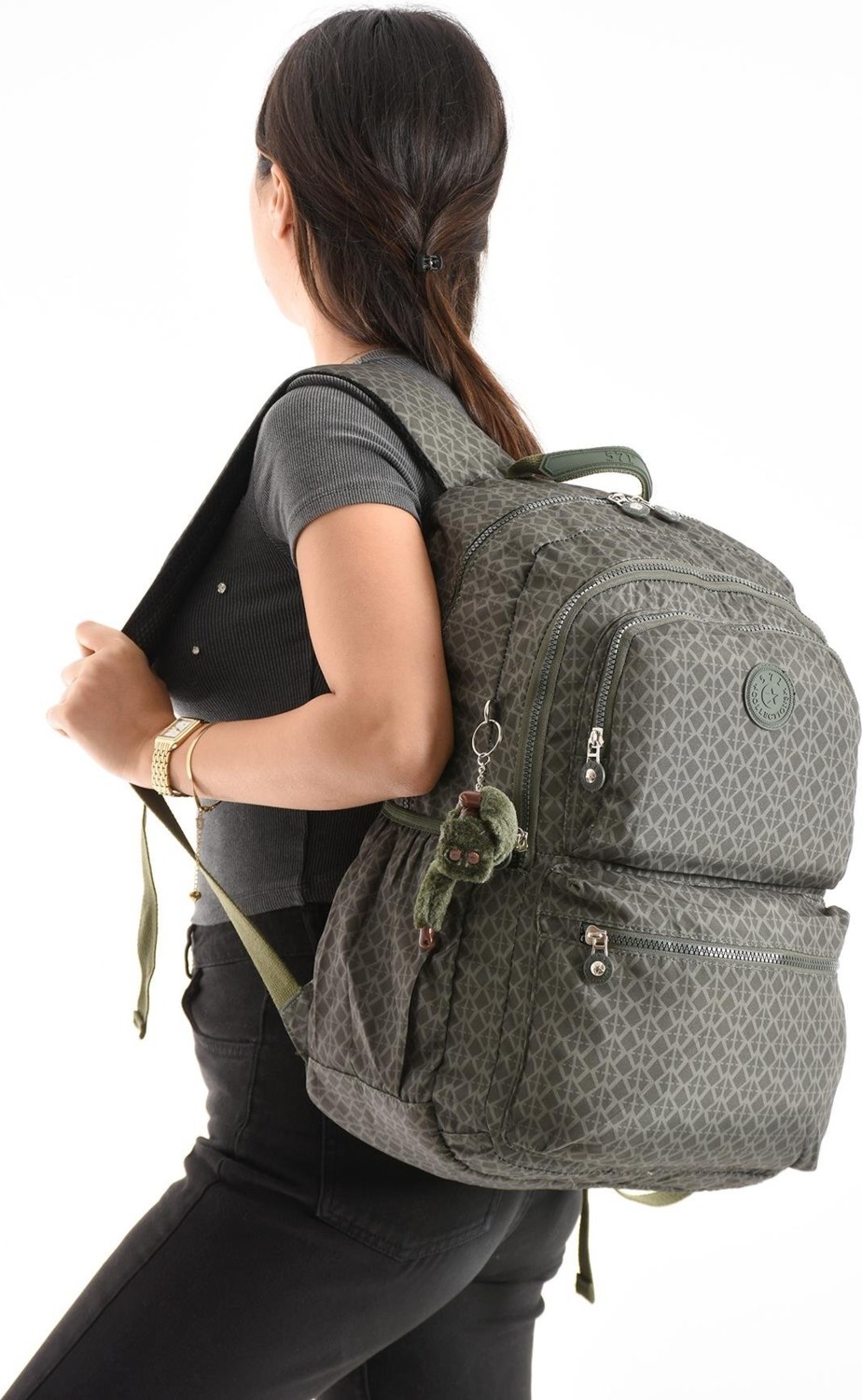 571 Collections Çanta Ultra Hafif Sırt Çantası Okul Seyahat Unisex Desenli Yeşil (Model: 571-1C) görsel 2