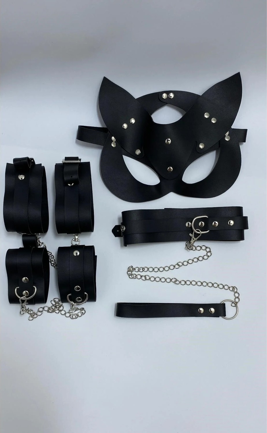 Mirimoro Siyah Harness Maske Tasma ve Kelepçe Set