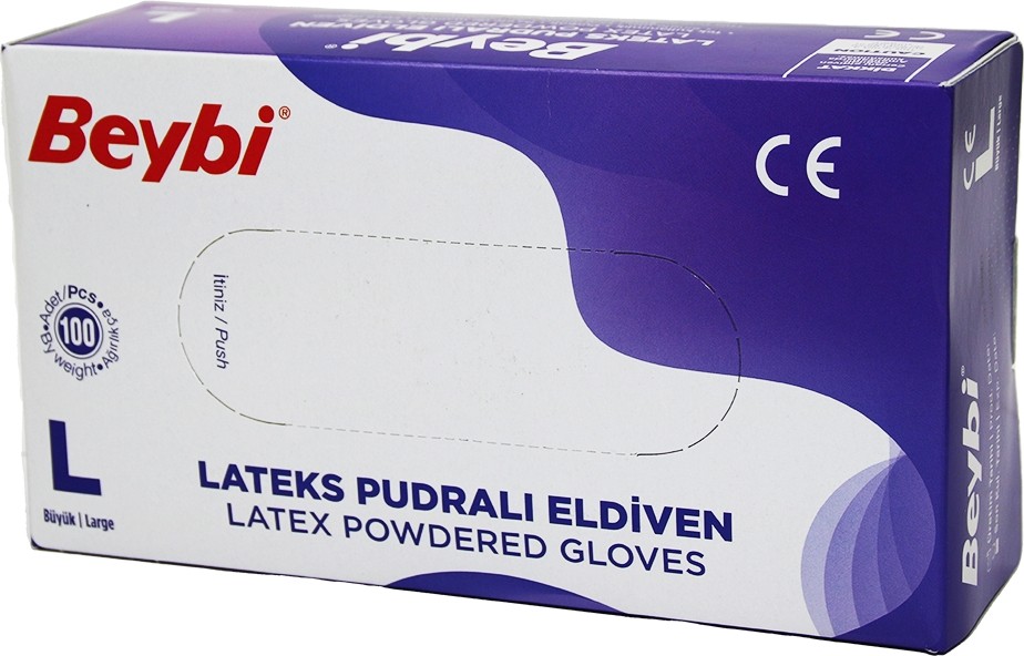 TeknoKapsül Beybi L Pudralı Muayene Eldiveni 100LÜ