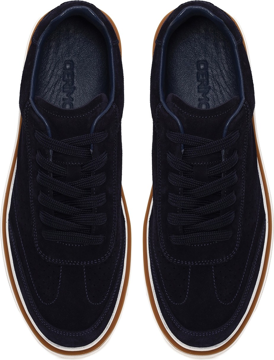 Derimod Erkek Lacivert Bağcıklı Kalın Tabanlı Süet Deri Sneaker 26SFD611610 görsel 4