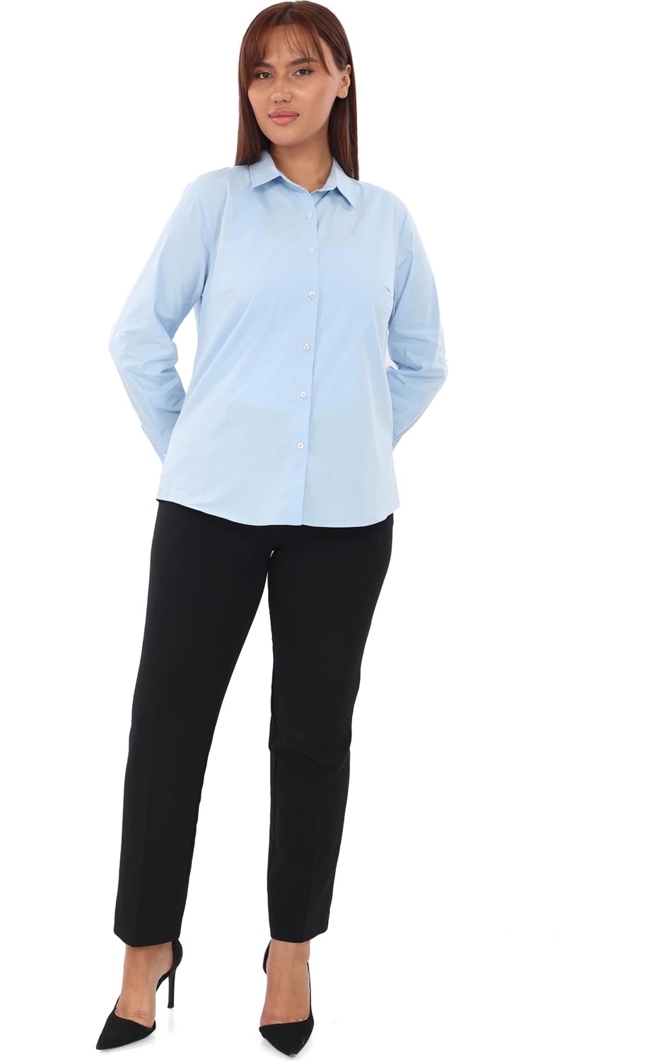 Lady Majestic Cotton Klasik Büyük Beden Ofis Gömlek görsel 2