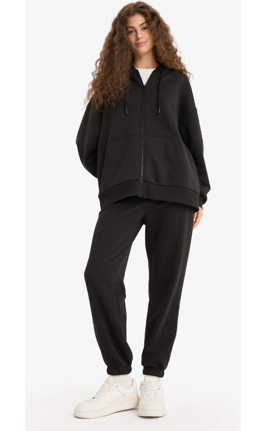 DeFacto Oversize Geniş Kalıp Kapüşonlu Fermuarlı Sweatshirt V4233AZ25WN görsel 7