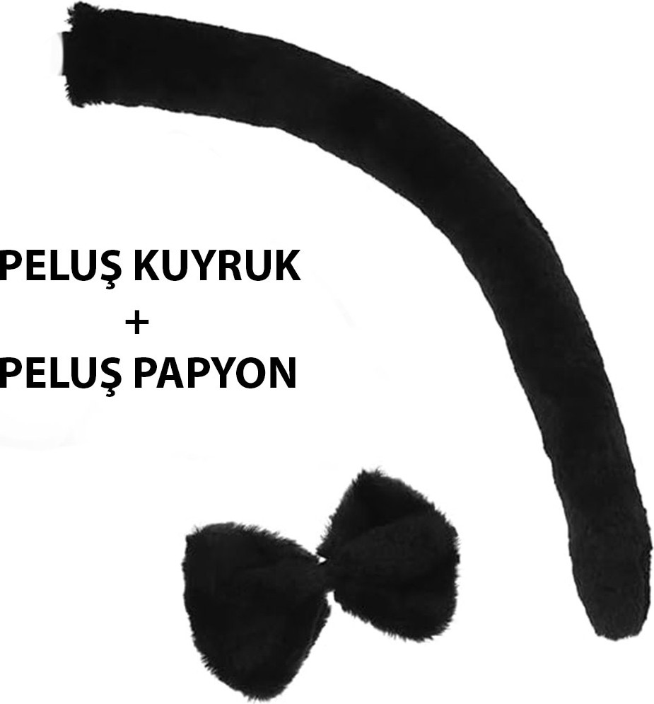 Aydogan's Ayd Peluş Siyah Renk Kuyruk ve Papyon Yetişkin Çocuk Uyumlu görsel 3