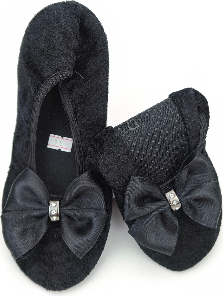 Ceyda Shoes Şık Kadife Ev,hac Tavaf Umre , Hediye, Günlük Babet, Panduf, Patik, Şık Kurdele Detaylı Gösteri Pisi Pisi görsel 3