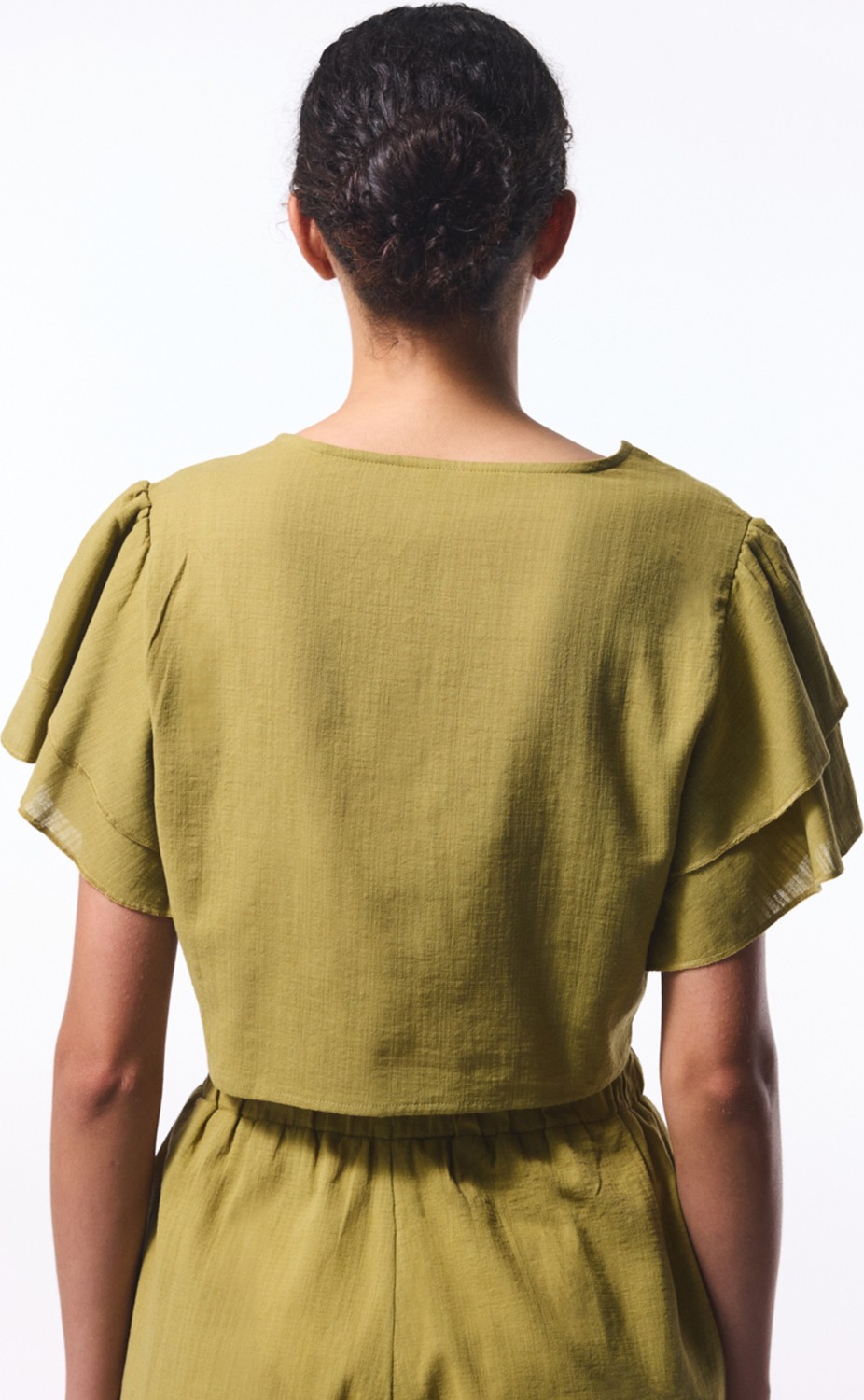 Penti Yağ Yeşili Peek Bağlama Detaylı Crop Top Üst görsel 2