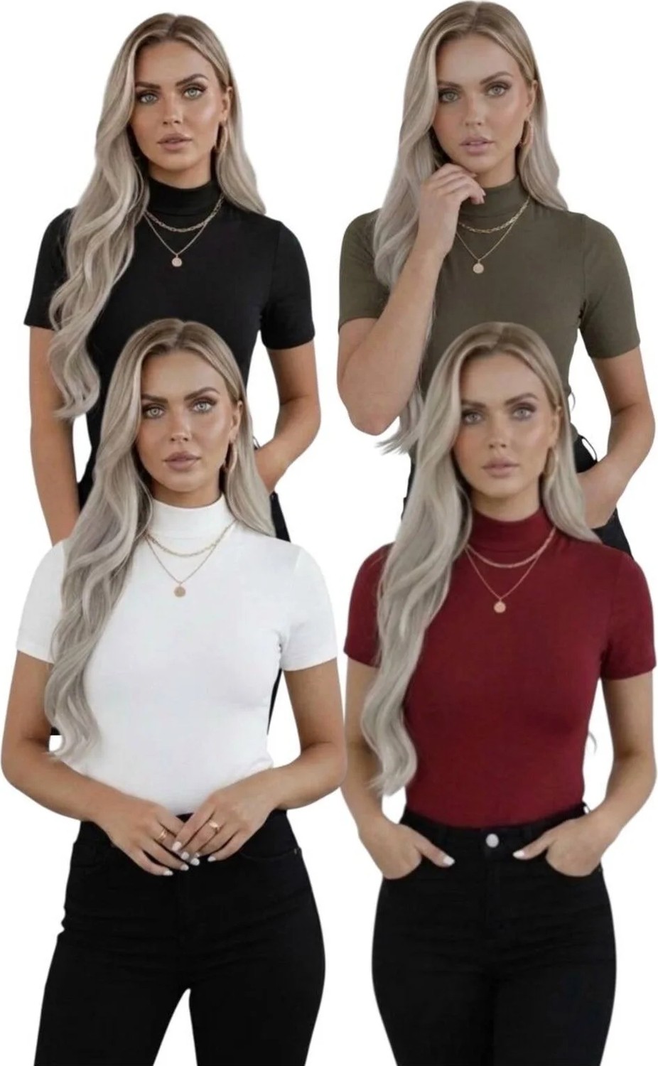 Hashtag Kadın Balıkçı Yaka Yarım Kol Body 4'lü Set Viskon Kumaş