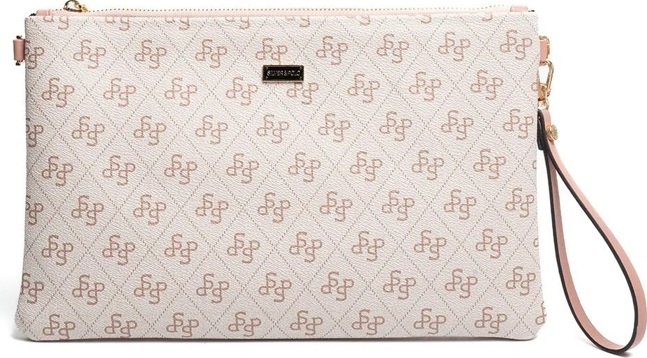 Silver & Polo Silver Polo Pembe - Somon Monogram Kadın Portföy ve Clutch El Çantası SP1034