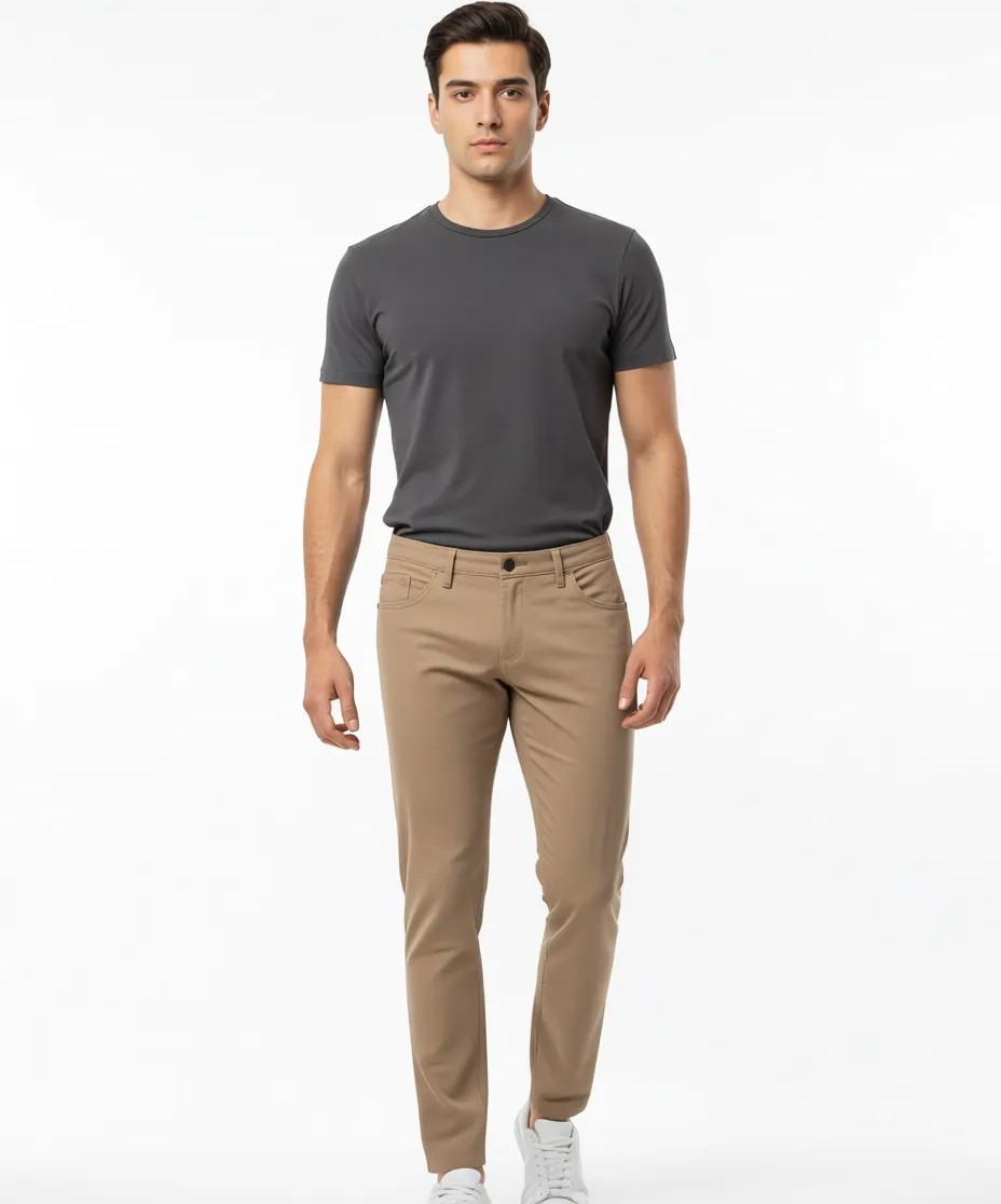 Altınyıldız Classics Erkek Siyah Diz İzi Yapmayan Slim Fit Dar Kesim 5 Cep Pamuklu Kanvas Esnek Chino Pantolon