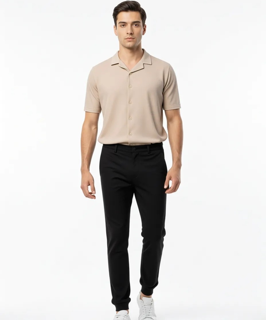 Madmext Bej Erkek Gömlek Slim Fit Günlük Stil %65 Pamuk %35 Polyester 5500 görsel 4