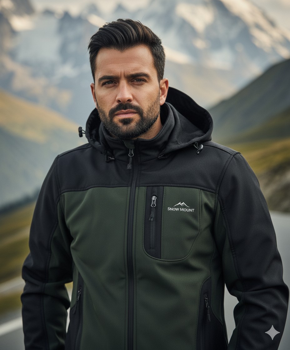 Snowmount Siyah Haki Trail Softshell Su İtici Rüzgar Geçirmez Mont Ceket görsel 5