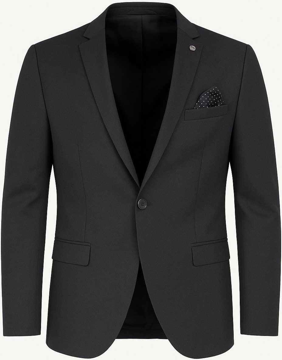 Plus Scorpion Erkek Siyah Blazer Ceket, Italyan Kesim, Tek Düğmeli, Tek Yırtmaçlı Şık Klasik Model