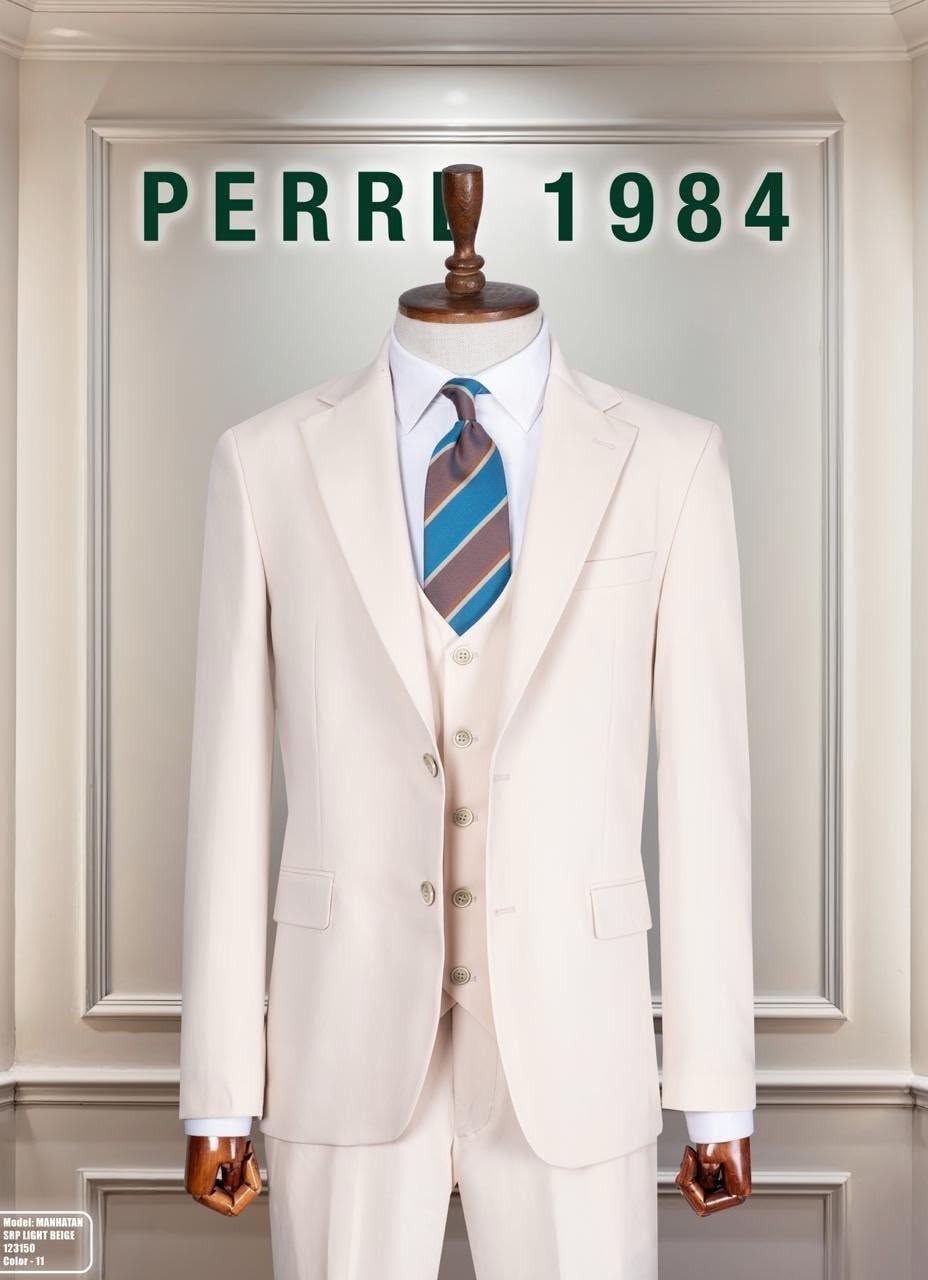 Perre 1984 Erkek Slim Fit 3'lü Takım Elbise, Ceket, Yelek ve Pantolon, Likralı Viskon Kumaş görsel 8