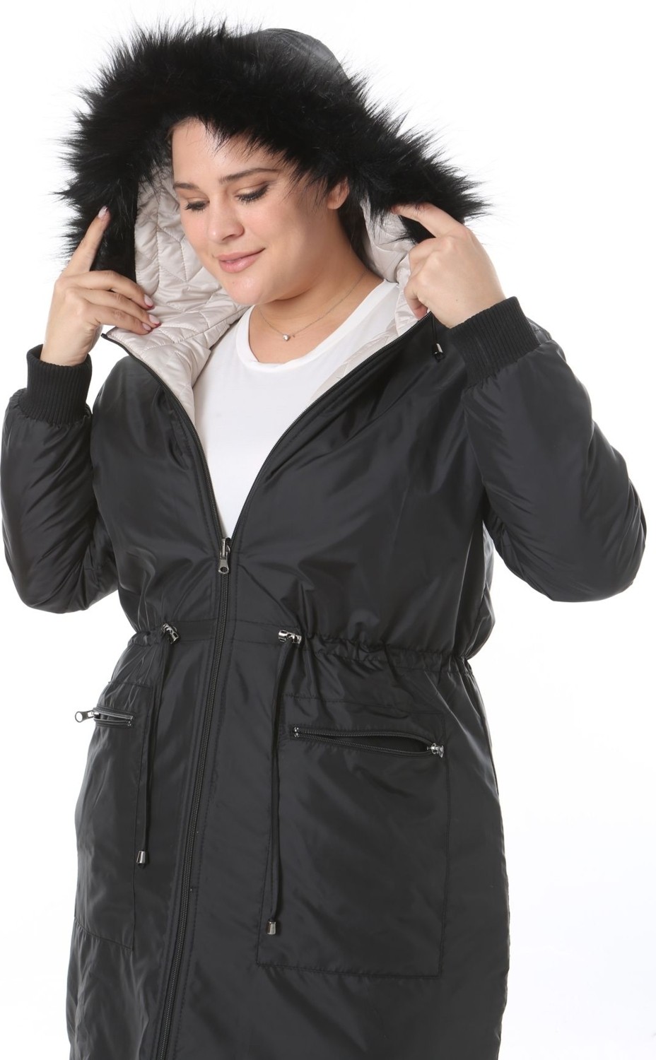 TUTveAL Collection Çift Taraflı Mont, Suya Dayanıklı Mont, Büyük Beden Parka, Kışlık Mont, Kaban, Araboy Kaban görsel 4