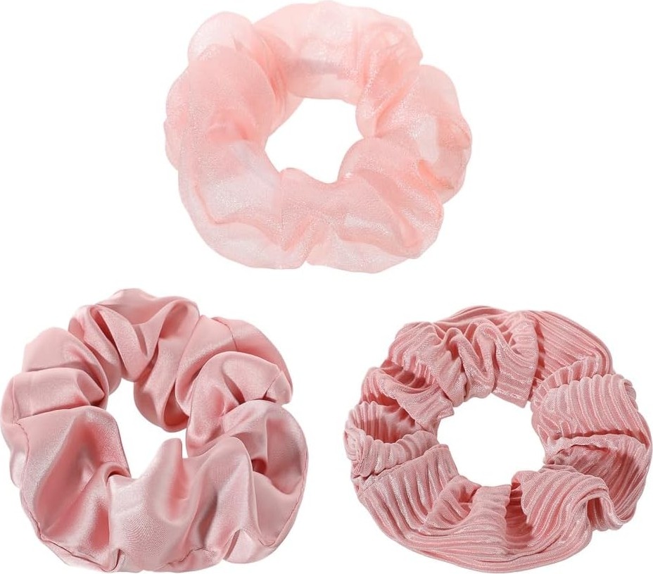Uravas Store Miniso Büyük Kumaş Saç Lastiği 3 Parça -Pembe