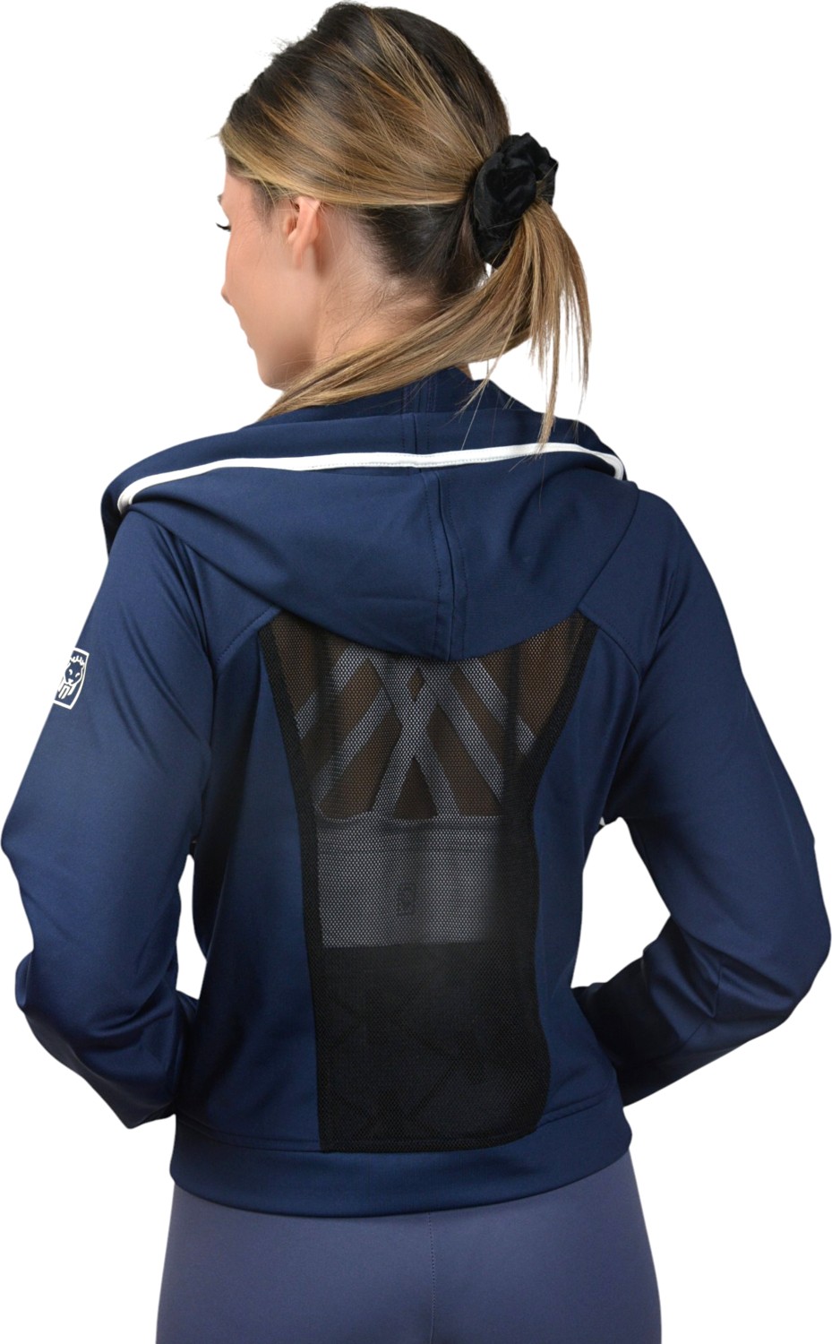 Lioness Activewear Lacivert Kadın Crop Sweatshirt Fermuarlı Sırt Dekolteli Kapüşonlu Eşofman Üstü görsel 3