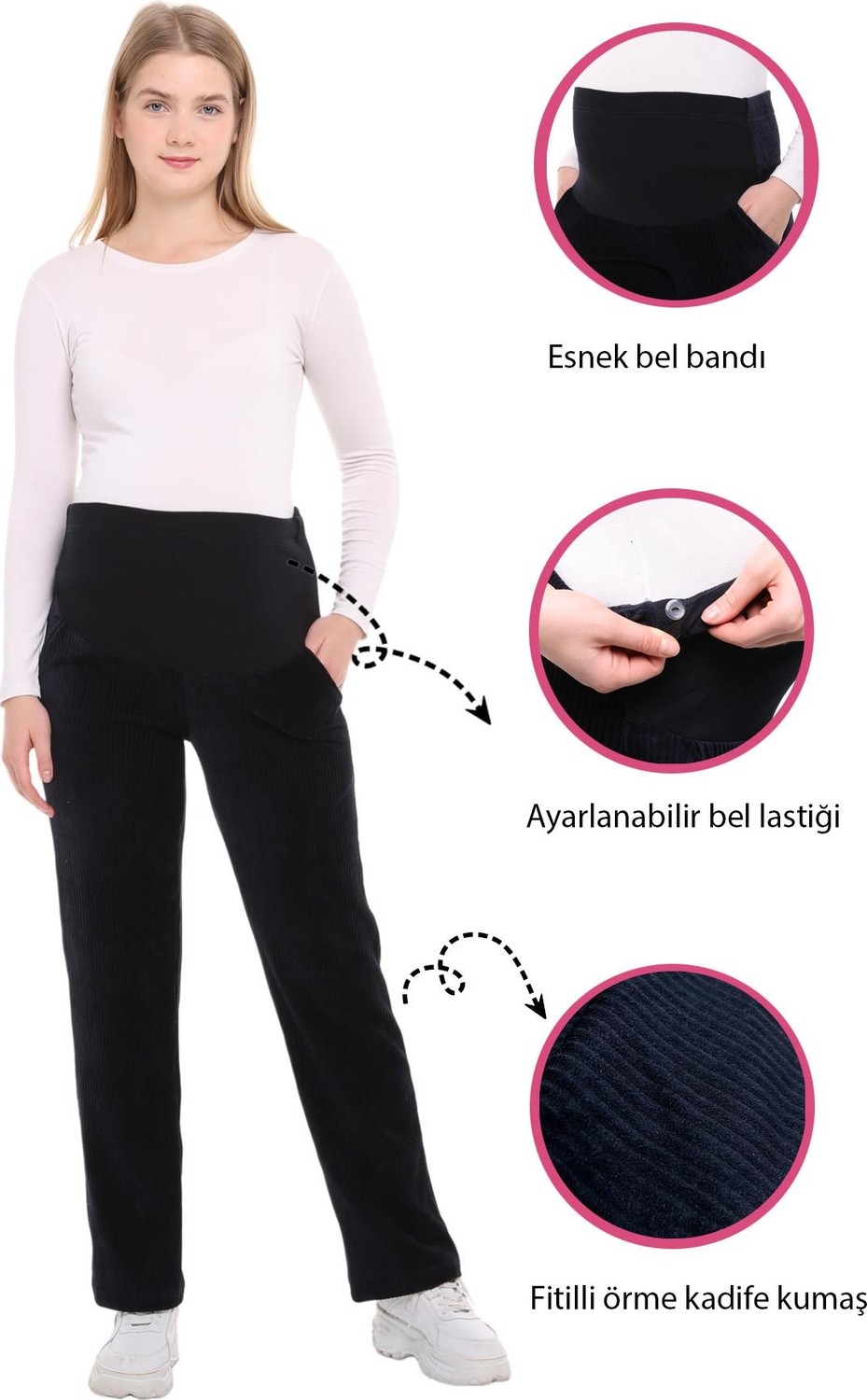 Luvmabelly MYRA8511 Beli Ayarlanabilir Kışlık Kadife Hamile Pantolonu