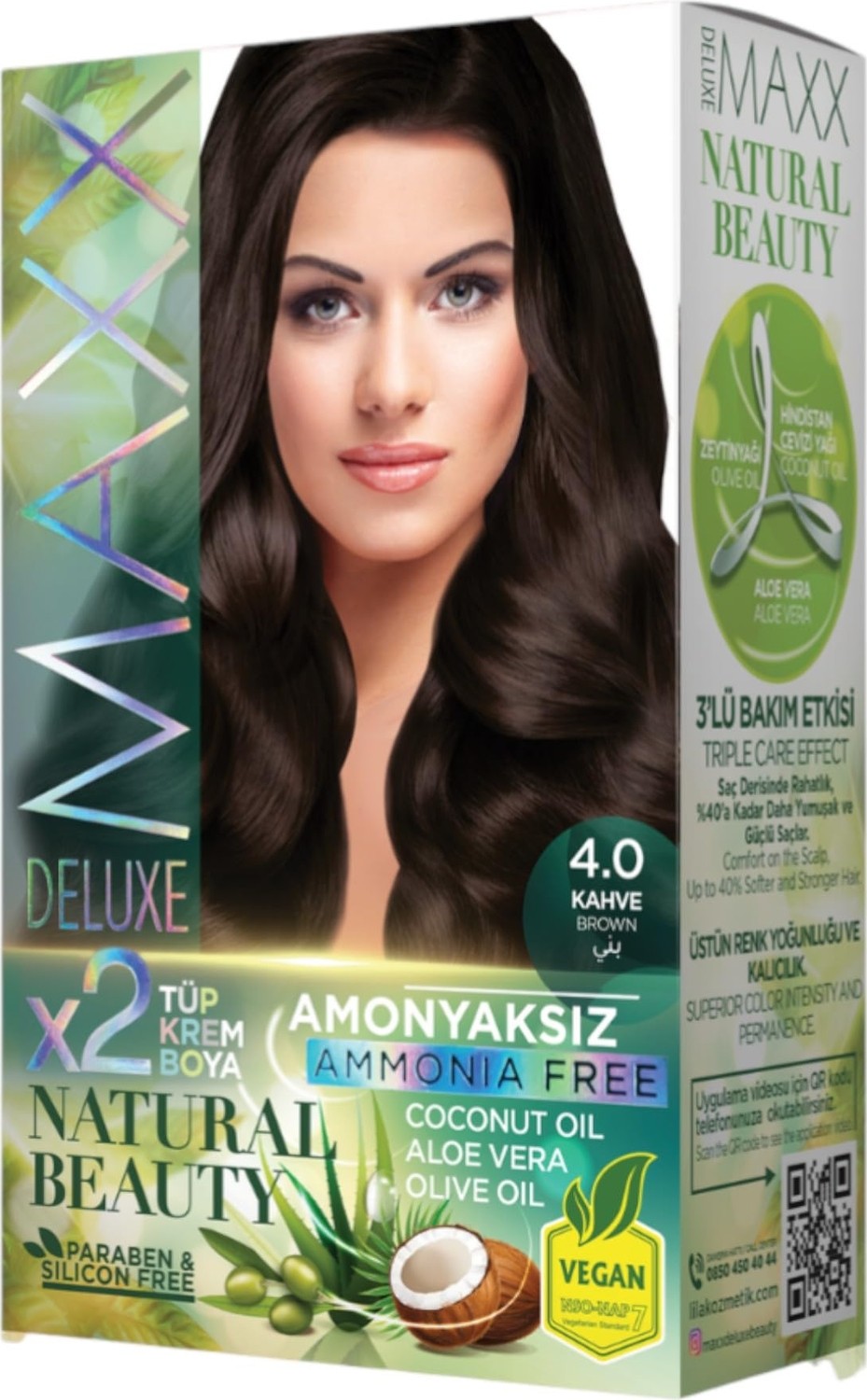 Aesco Maxx Deluxe Natural Beauty Amonyaksız Set Saç Boyası 4.0 Kahve