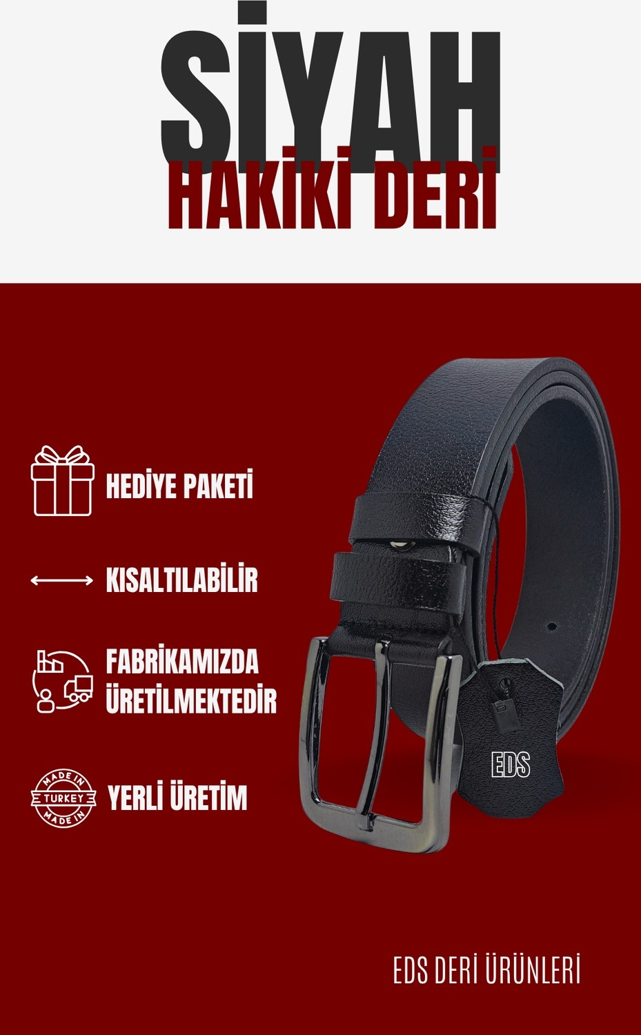 Genuıne Leather Eds Company Genuine Leather Company Eds Hakiki Deri Spor Erkek Kemer görsel 6