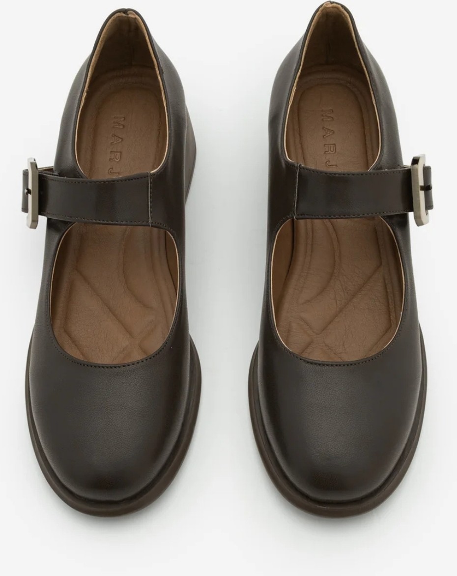 Marjin Kadın Tokalı Kalın Topuk Günlük Ayakkabı Loafer Meniz Kahve görsel 7