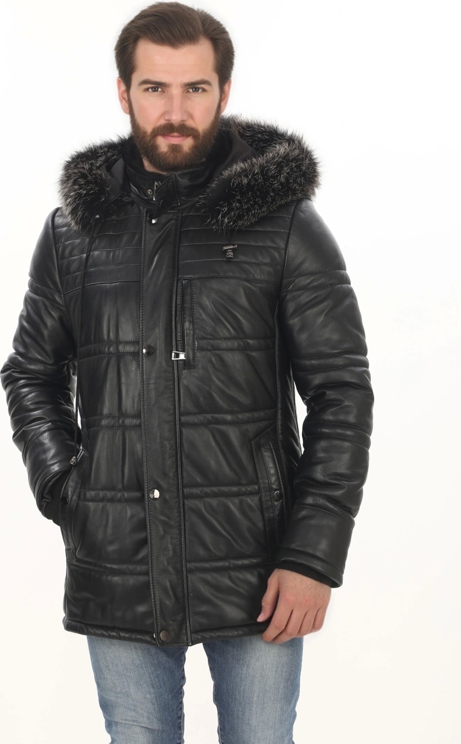 PayBuy Erkek Günlük Şıklık Için Derimont Parka Erkek Hakiki Kuzu Derisi Mont Kapüşonlu Kürklü Kaban görsel 3